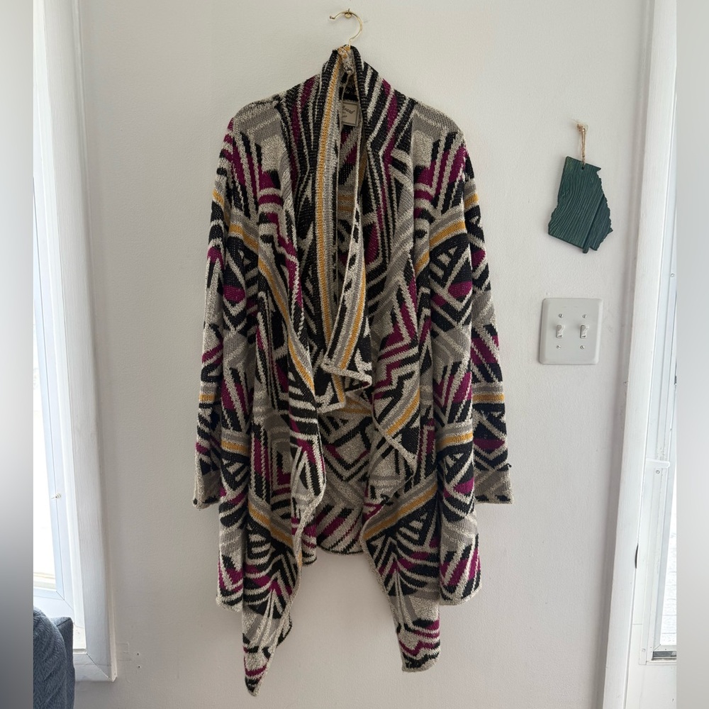 Lucky Brand Multicolor Geometric Cardigan